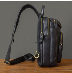 Sling bag for big man - front zipper pocket close-up detail