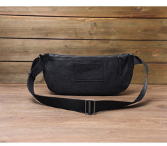 Black Leather Waist Bag Leather Tag Detail
