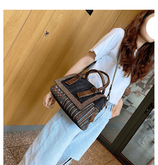 Boho Handbag Boho Crossbody Bag Black Gray Canvas Ladies Handbags Canvas Boho Shoulder Bag - Feltify