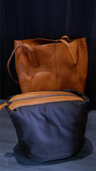 Black Womens Leather Bucket Tote Purse Womens Barrel Tote Shoulder Bag for Ladies