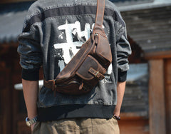 Brown Leather Extra Large Waist Pack - iwalletsmen