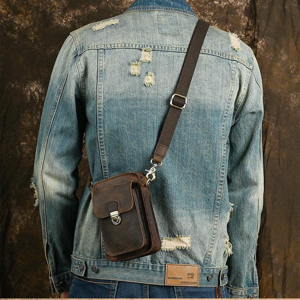 Leather Belt Bag for Men Cell Phone - Back View