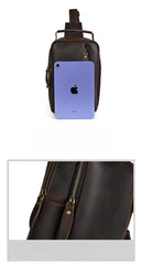 Brown Leather Sling Bag for Men Full Grain Leather Sling Bag - iwalletsmen