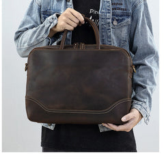 Dark Brown Briefcase 15 inch Laptop Shoulder Bag - iwalletsmen