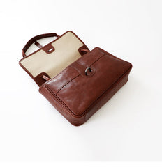 Womens Brown Leather Shoulder Purse Vintage Flip Commuting Bag for Ladies