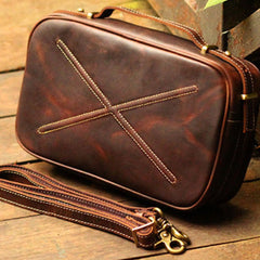 Genuine Leather Mens Cool Messenger Bag iPad Bag Chest Bag Bike Bag Cycling Evelope Cluth Bag For Men
