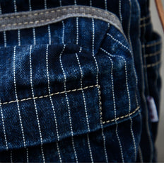 Blue Denim Backpack for Women Striped Jean Backpack Mens Striped Backpack - Feltify