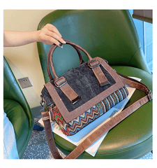 Boho Handbag Boho Crossbody Bag Black Gray Canvas Ladies Handbags Canvas Boho Shoulder Bag - Feltify