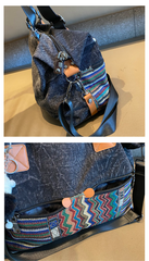 Black Gray Canvas Ladies Handbags Boho Crossbody Bag Boho Handbag Canvas Boho Shoulder Bag - Feltify