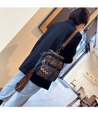 Canvas Convertible Boho Backpack Crossbody Bag Black Gray Canvas Convertible Boho Crossbody Handbags - Feltify