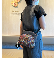 Embroidery Canvas Small Boho Crossbody Bag Boho Canvas Small Round Handbag Shoulder Bag - Feltify