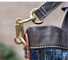 Small Blue Denim Mini Tote Bag Denim Leather Handbag Denim Mini Tote Crossbody Bag - Feltify