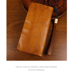 Brown Zip Clutch Wallet Mens Leather Zip Wristlet Wallet Zip Wallet Wristlet for Men - iwalletsmen