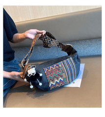 Bohemian Canvas Saddle Shoulder Bag Boho Embroidery Canvas Crossbody Bag - Feltify