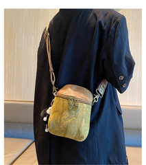 Green Canvas Vertical Shoulder Bag Canvas Crossbody Bag Phone Bag for Women - Feltify