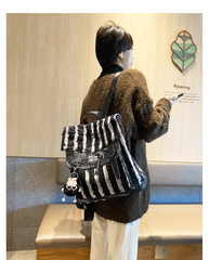 Black$White Denim Backpack Bag Womens Denim Backpack Purse - Feltify