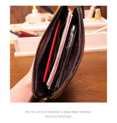Dark Brown Leather Wristlet Clutch Wallet for Men Leather Phone Clutch Wallet - iwalletsmen