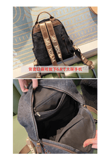 Boho Style Backpack Womens Vintage Black Gray Embroidery Canvas Backpack Boho Backpack - Feltify