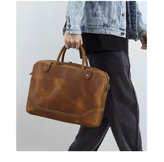 Brown Briefcase 15 inch Laptop Shoulder Bag - iwalletsmen