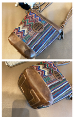 Embroidery Canvas Small Boho Crossbody Bag Boho Canvas Small Bucket Shoulder Bag - Feltify