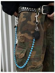 Blue Beaded Wallet Chain Beaded Pants Chain Lavastone Bead Wallet Chain - iChainWallets