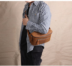 Brown Large Leather Waist Bag Mens - iwalletsmen