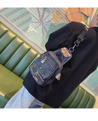Boho Canvas Sling Bag Crossbody Bag Crossbody Backpack Canvas Boho Embroidery Shoulder Bag - Feltify