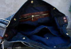 Vintage Blue Denim Messnger Bag Denim Crossbody Bag for Men Womens Jeans Shoulder Bag - Feltify