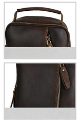 Brown Leather Sling Bag for Men Full Grain Leather Sling Bag - iwalletsmen