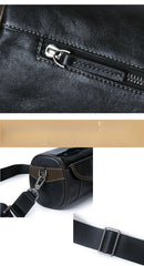 Black Barrel Leather Bag Mens Barrel Crossbody Bag Barrel Shoulder Bag for Men - iwalletsmen