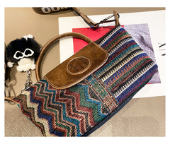 Canvas Small Boho Crossbody Bag Boho Canvas Small Handbag Embroidery Shoulder Bag - Feltify