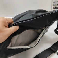 Large Leather Sling Bag for Big Guys - Leather Texture
