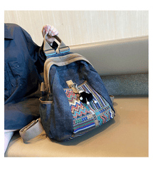 Boho Embroidery Large Canvas Backpack Bohemian Embroidery Canvas Backpack - Feltify