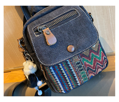 Canvas Embroidery Boho Crossbody Bag Womens Boho Sling Bag Canvas Crossbody Backpack - Feltify