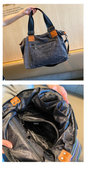 Black Gray Canvas Ladies Handbags Boho Crossbody Bag Boho Handbag Canvas Boho Shoulder Bag - Feltify