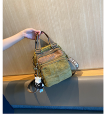 Green Canvas Convertible Crossbody Bag Canvas Handbag Canvas Convertible Backpack Shoulder Bag - Feltify