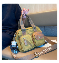 Green Canvas Women's Handbags Canvas Leather Handbags Shoulder Bag Crossbody Bag - Feltify