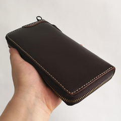 mens leather wallet with chain​ Leather Biker Wallet Leather Biker Chain Wallet Mens Vintage Biker Long Zip Wallet for Men