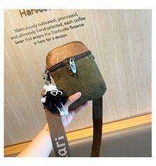 Green Canvas Vertical Shoulder Bag Canvas Crossbody Bag Phone Bag for Women - Feltify