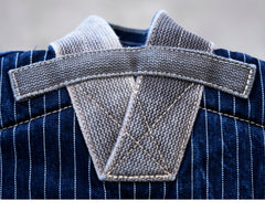 Blue Denim Backpack for Women Striped Jean Backpack Mens Striped Backpack - Feltify