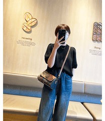 Denim Shoulder Bag Embroidery Jean Bag Bohemian Style Black Gray Denim Small Crossbody Bag - Feltify