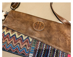 Bohemian Denim Clutch Purse Denim Shoulder Bag Convertible Embroidery Jean Bag - Feltify