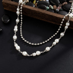 Fake Pearl Wallet Chain for Women Double Wallet Chain Beaded Wallet Chain - iChainWallets