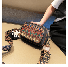 Boho Embroidery Canvas Small Crossbody Bag Bohemian Canvas Small Shoulder Bag - Feltify