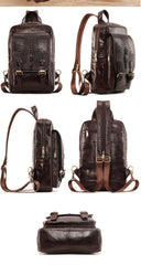 Sling Bag for Big Man - Leather Large Sling Backpack - Large Leather Sling Bag for Big Guys