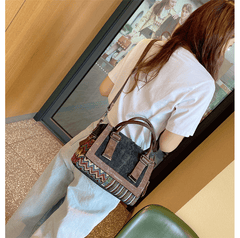 Boho Handbag Boho Crossbody Bag Black Gray Canvas Ladies Handbags Canvas Boho Shoulder Bag - Feltify