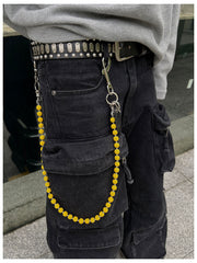 Yellow Beaded Wallet Chain Beaded Pants Chain Lavastone Bead Wallet Chain - iChainWallets