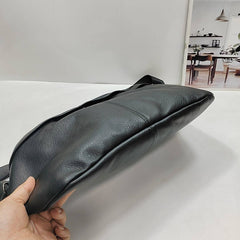 Black Leather Large Sling Backpack - Overall View