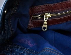 Vintage Blue Denim Messnger Bag Denim Crossbody Bag for Men Womens Jeans Shoulder Bag - Feltify