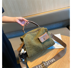 Canvas Convertible Crossbody Bag Handbag With outside Pocket Green Canvas Convertible Backpack Shoulder Bag - Feltify